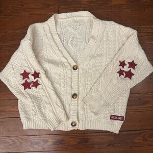 Authentic Red Taylor Swift Cardigan Sweater Swiftie Star Patches Size M/L